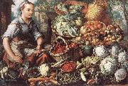 BEUCKELAER, Joachim Market Woman with Fruit, Vegetables and Poultry  intre oil